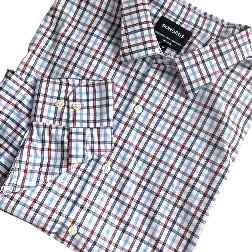 Bonobos Shirt Men's 2XL Plaid Prominent Fit Performance Fabric Button Down